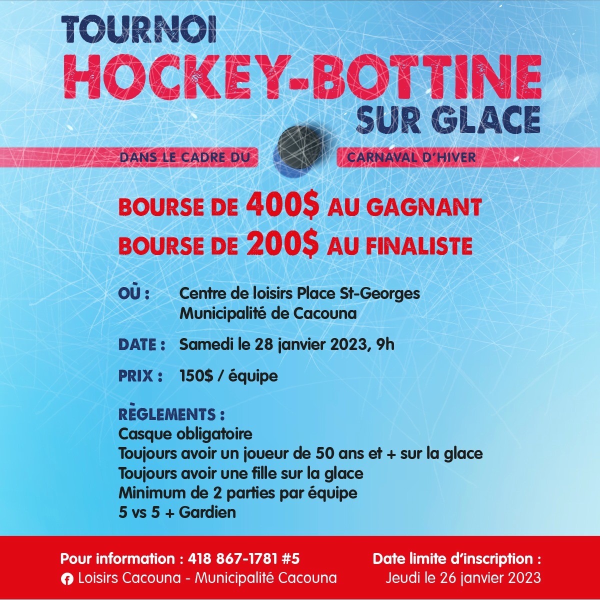 Tournoi de hockey-bottine - Carnaval de Cacouna 2023