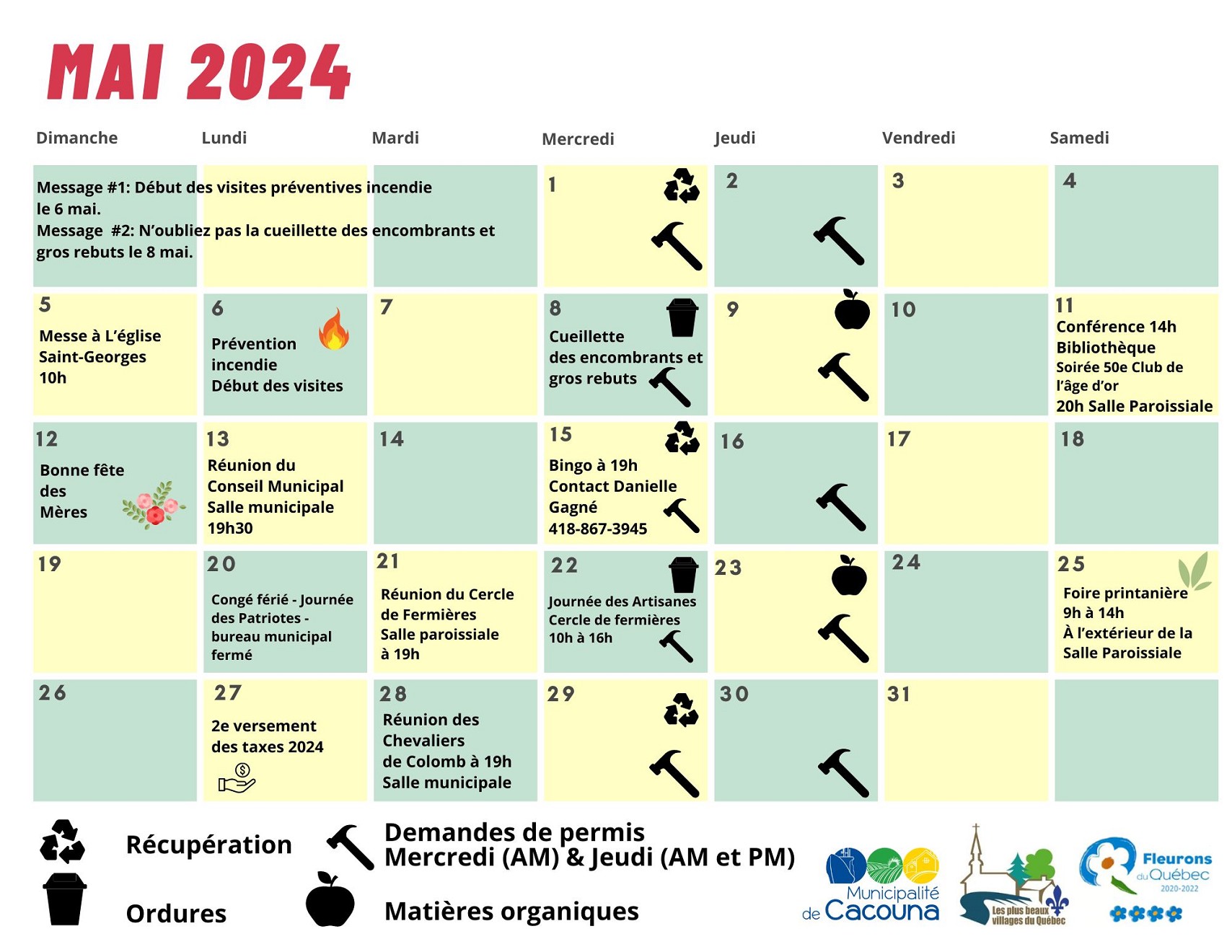 Calendrier Mai 2024 recto