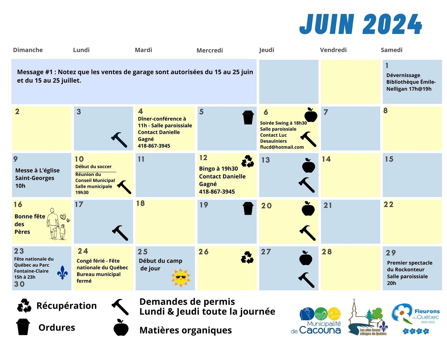 Calendrier Juin 2024 recto