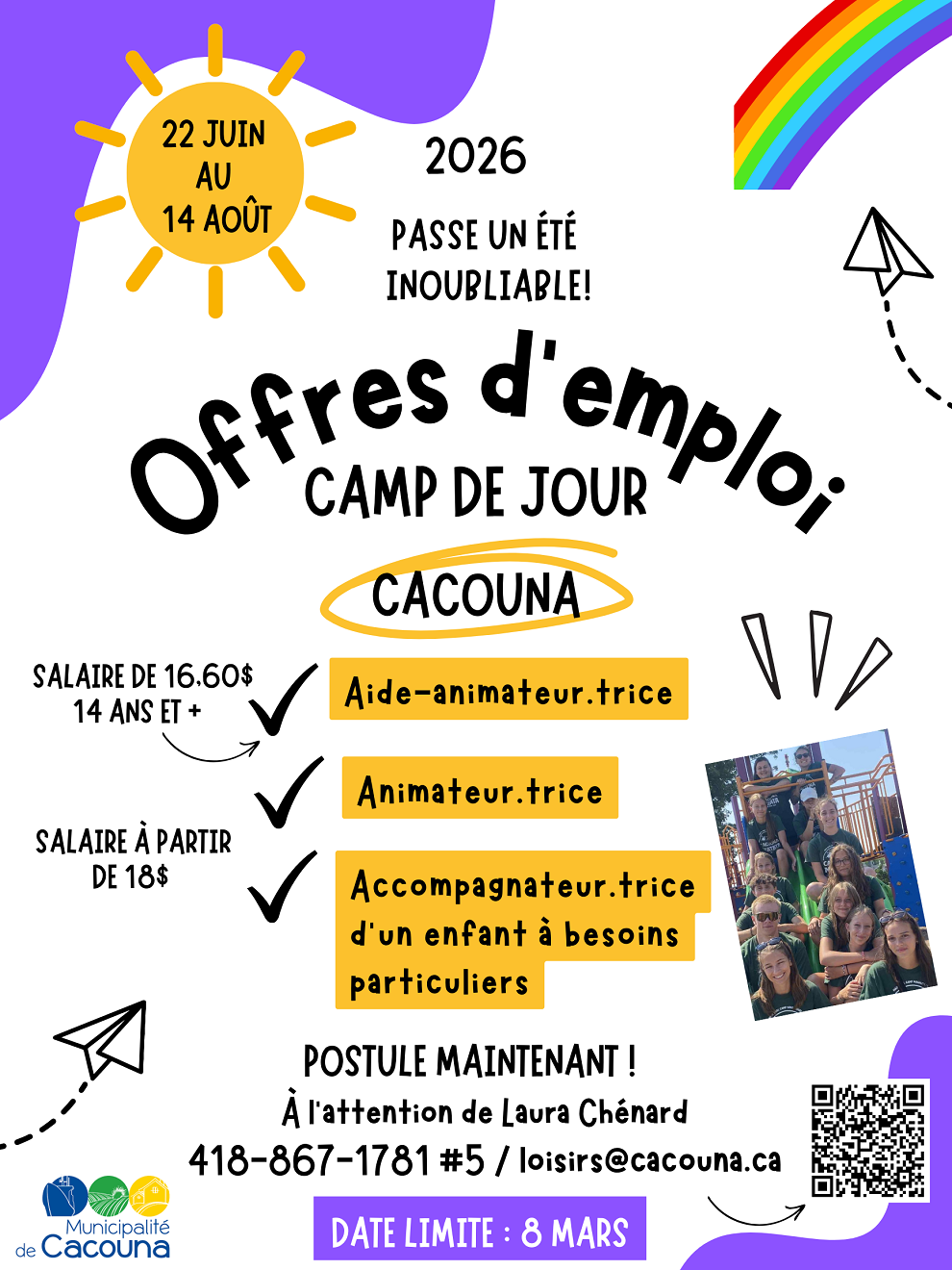 Offre d’emploi - Camp de jour 2026